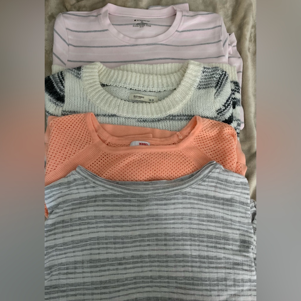 Old Navy Women's Cream And Black Striped Sweater And 2 More